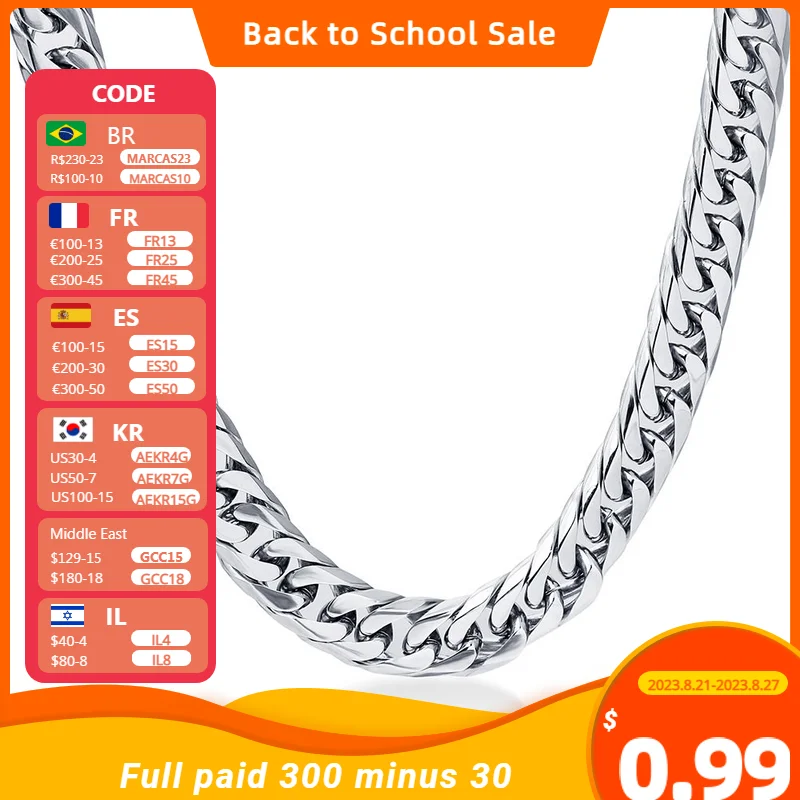 Мужская цепочка NIBA шириной 3/5/7/8 мм, 24 дюйма, из нержавеющей стали, посеребренное ожерелье Cadenas Hombre, модные украшения