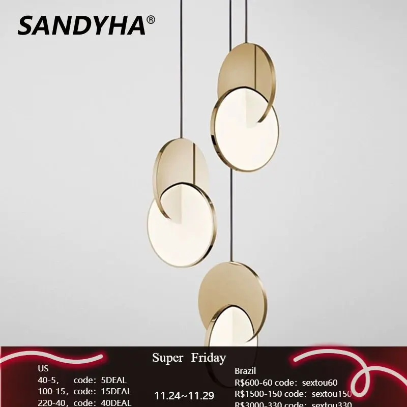 

Современные новые светодиодные подвесные светильники в виде кольца геометрической формы, железная маленькая Подвесная лампа для столовой,...