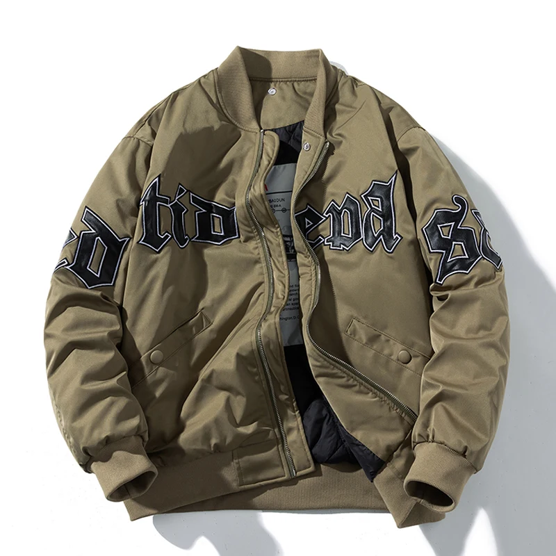 

Men's Letter Baseball Jacket Winter Vintage Baseball Jacket Fashion Hip-hop American Coat Hooded Versatile Couple High Street