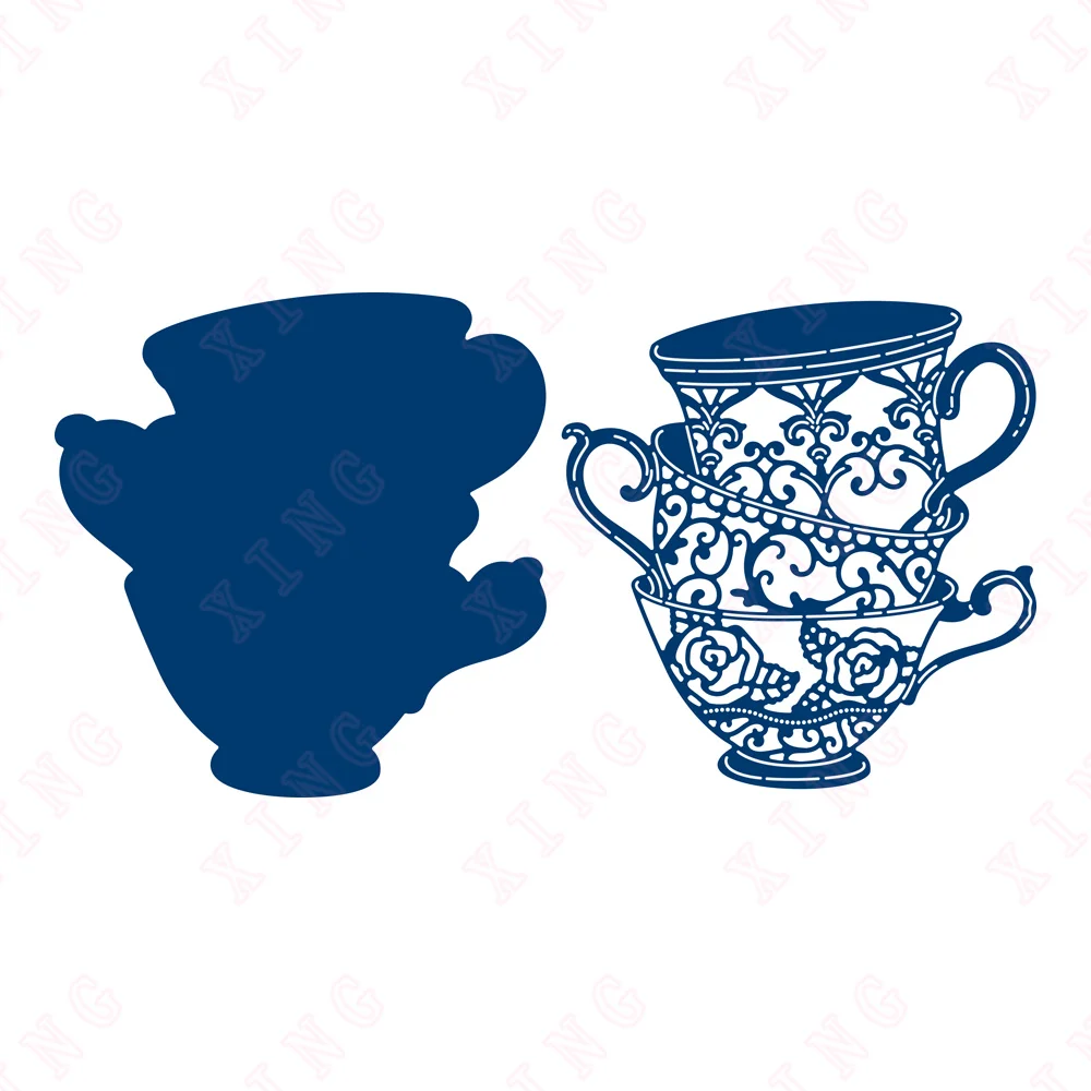 

Scrapbook Decoration Stencils Embossing Template Diy Greeting Card Handmade Craft New Arrival Metal Cutting Dies Teacups Die Set