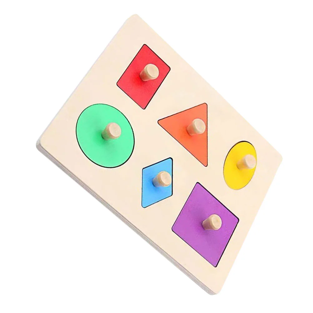 

Shape Toy Puzzle Knob Wooden Montessori Puzzles Educational Recognize Blocks Match Gift Birthday Peg Multiple Toddlers