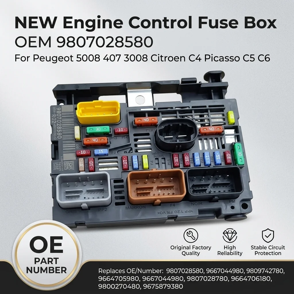 Фото НОВИНКА Для Peugeot 3008 407 5008 Citroen 407/407SW/RCZ C5/X7 C4 9675877980 9807028580 Блок предохранителей двигателя BSM R02 Модуль №2
