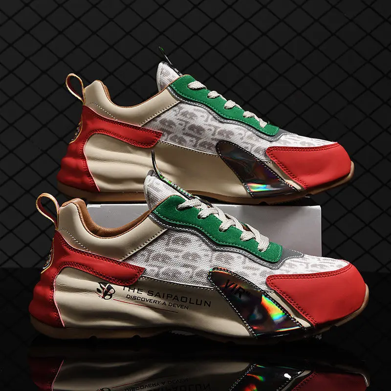 

Мужские кожаные кроссовки, Нескользящие, сетчатые, дышащие, дизайнерская обувь для ходьбы, тенниса