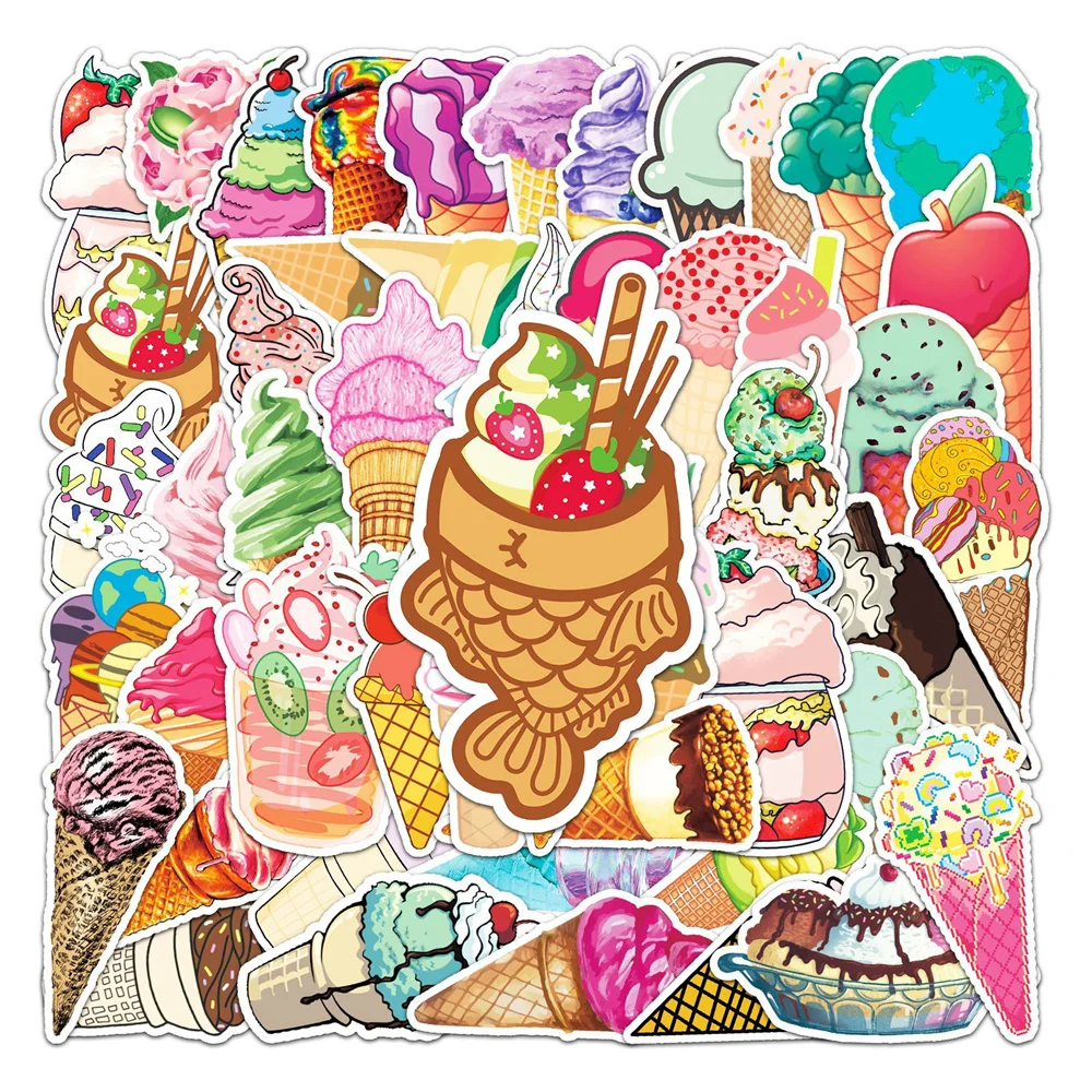 

10/30/50PCS New Ice Cream Cartoon Personality Creative Computer Mobile Phone Car Chair Decoration Waterproof Sticker Wholesale