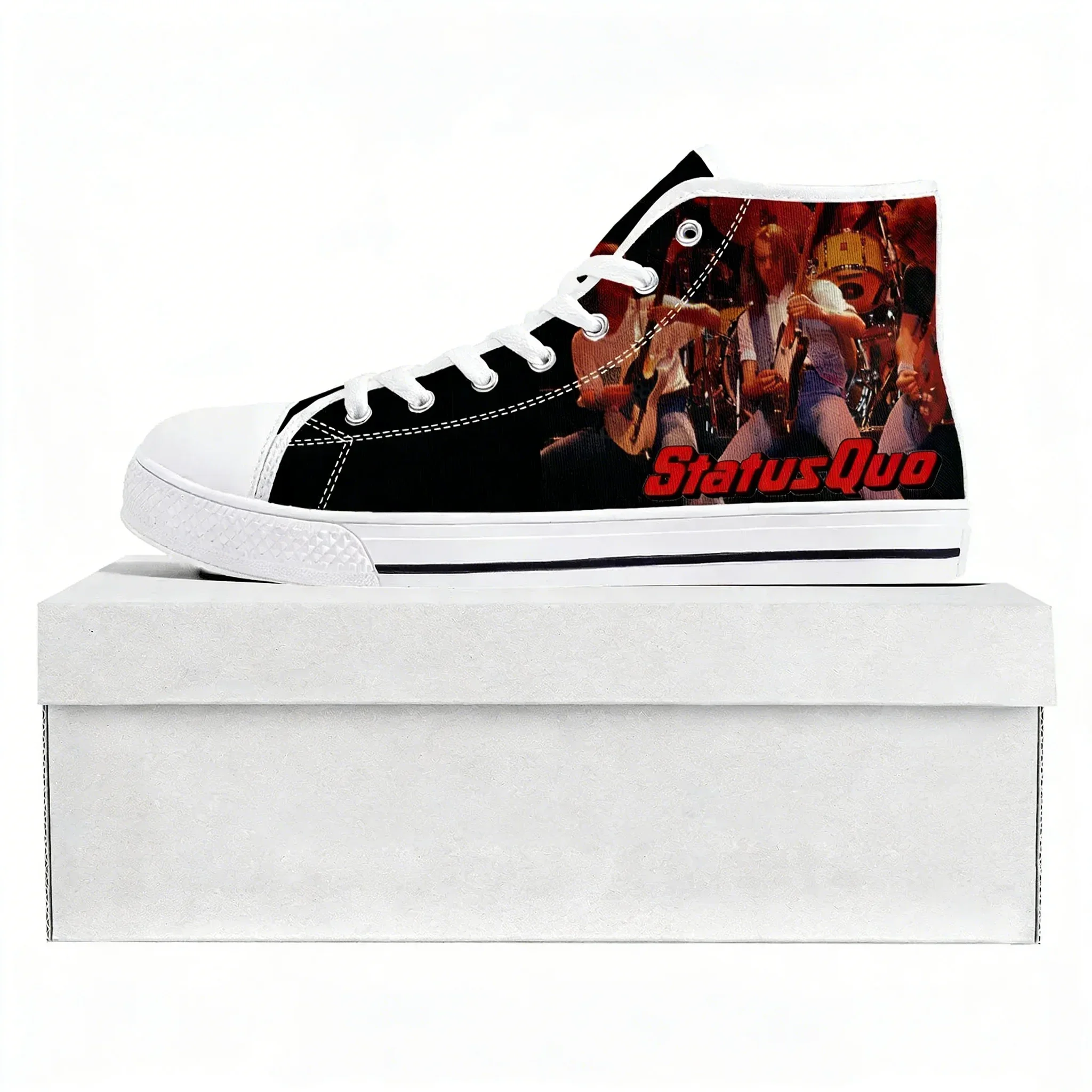 Фото Кроссовки Status Quo Rock Band Fashion High Top высокого качества для мужчин, женщин и подростков, повседневная обувь для пар, индивидуальный дизайн. №3