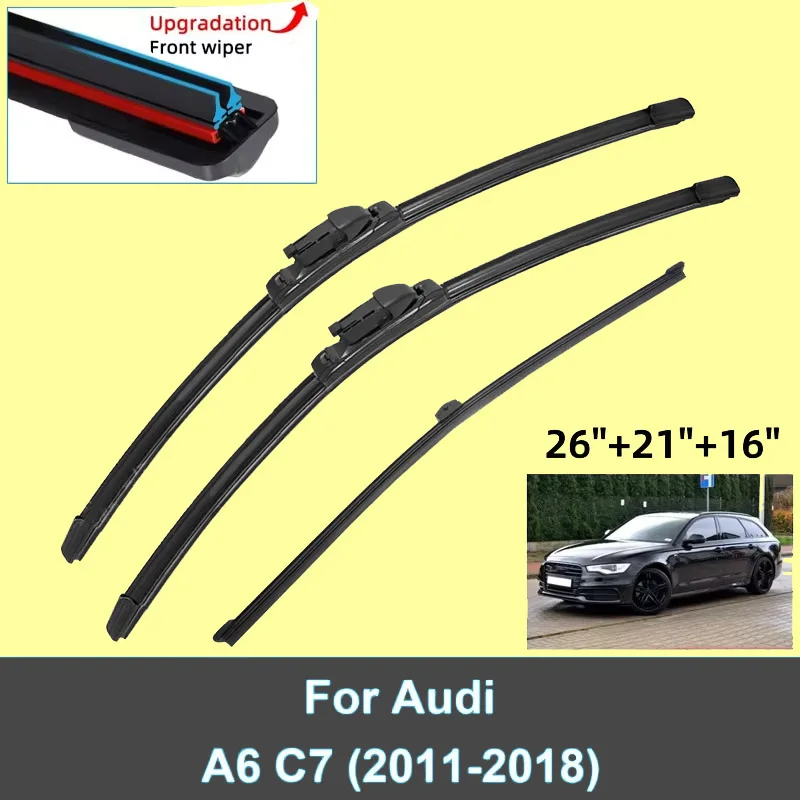

3 шт. автомобильные щетки стеклоочистителя для Audi A6 C7 2011-2018 гг., дворники заднего стекла, двойные резиновые автомобильные аксессуары 2014 2015 2016 2017 2018