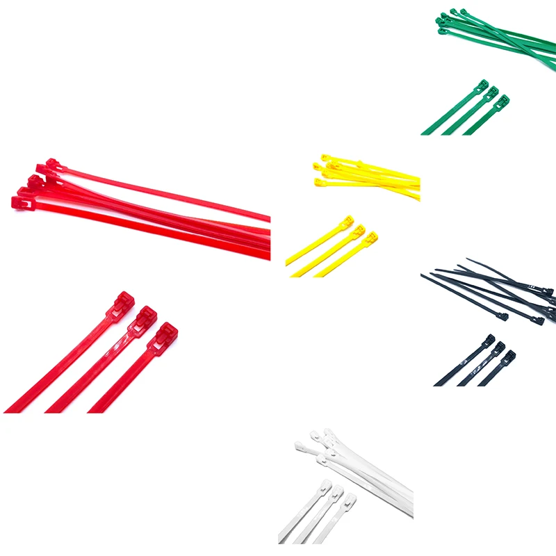 

200Mm Releasable Cable Ties Colored Plastics Reusable Cable Ties Loop Wrap Nylon Zip Ties Bundle Ties 100Pcs