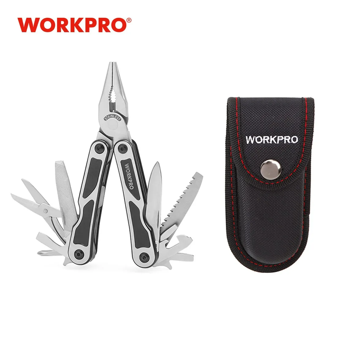 

Складные плоскогубцы WORKPRO, Мультитул 15 в 1 для зачистки проводов, кемпинга