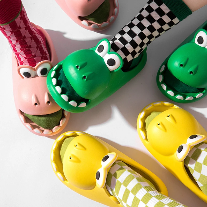 

DOGHC Summer Beach Slides Women Men Slippers Sandals Cartoon Cute Dinosaur Non-Slip Platform Baby Sandals Home Bathroom Shoes