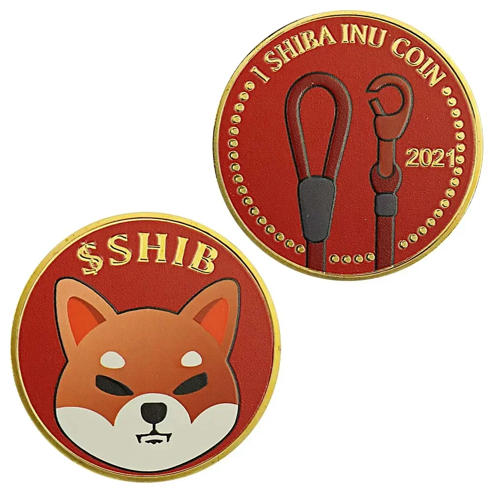 

Золотая позолоченная памятная монета Shiba Inu