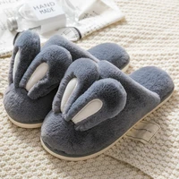 bunny fur slippers girls home shoes warm slides women rabbit ear designer fluffy slipper woman winter furry shoes indoor slipper