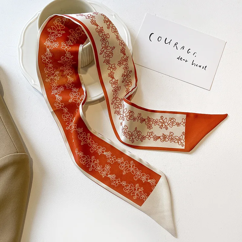 Женский шарф с мозаичным мультяшным рисунком маленький шелковый повязка для