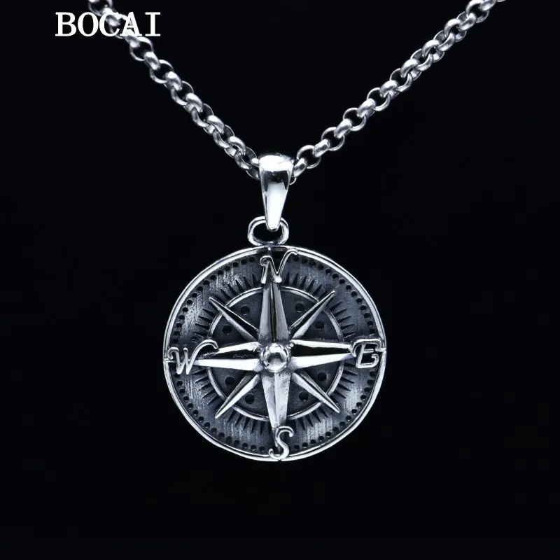 BOCAI Новый S925 Серебряный винтажный персонализированный стиль хип-хоп стандартный