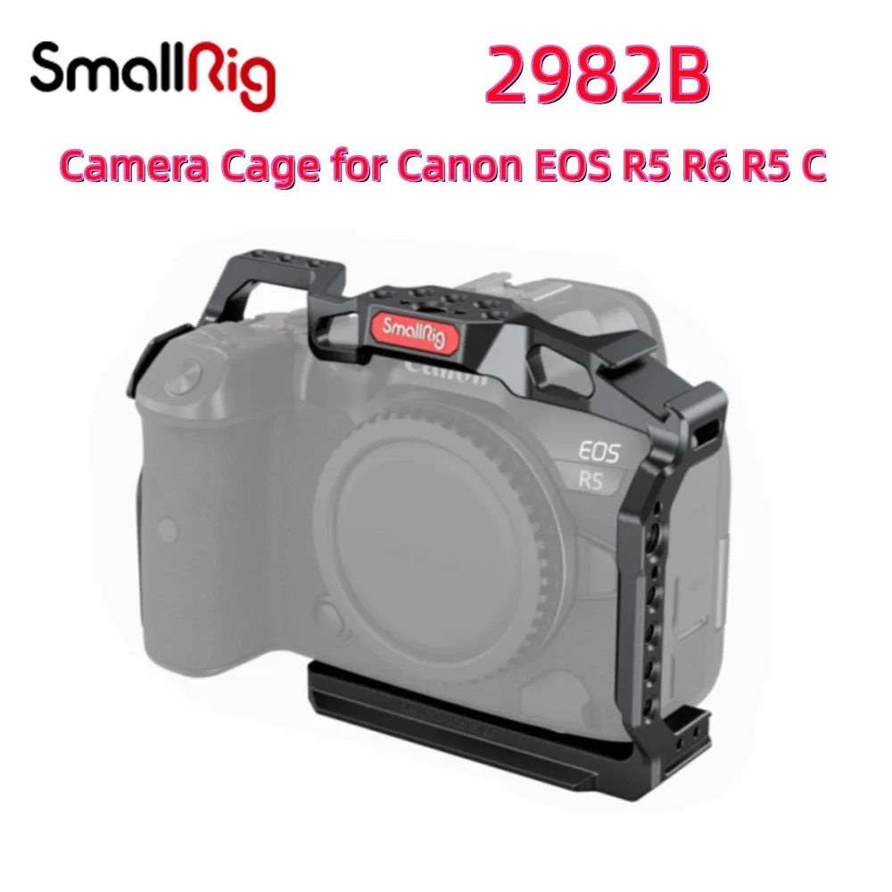 SmallRig 2982B DSLR Canon Camera Cage Canon EOS R5 R6 R5 C built-in Cold Shoe NATO Rail 1/4'' Arri Hole Camera Rig Video Set