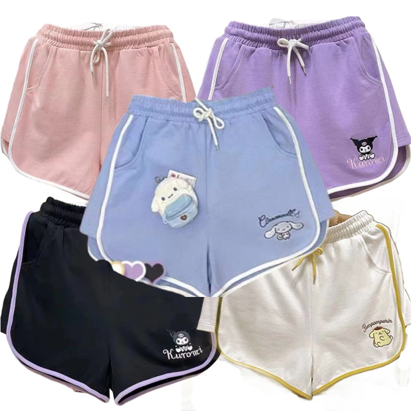 

2022 Spring Summer Cartoon Sanriosmymelody Kuromi Cinnamoroll Embroidery Wide Leg Pants Female Leisure Sports Holiday Gift