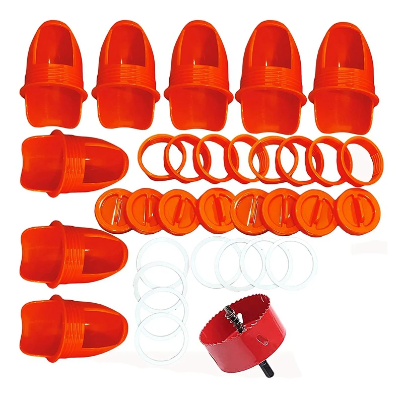 

Rat Proof No Waste Chicken Feeder,DIY Gravity Chicken Feeder Kits,8 Ports And 1 Hole Saw Rainproof Poultry Feed