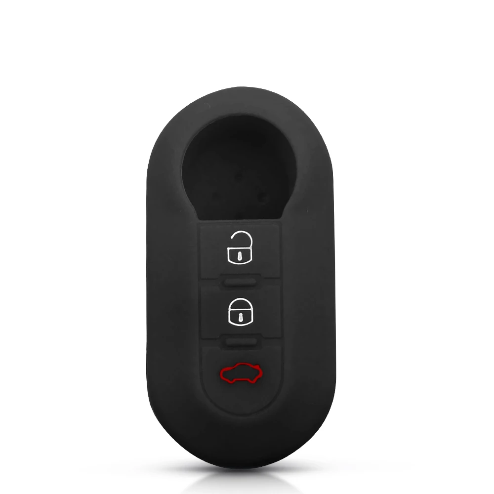 KEYYOU для Fiat 500 Panda Punto Bravo силиконовый чехол для автомобильного ключа с 3 кнопками, складной чехол для ключа с дистанционным управлением