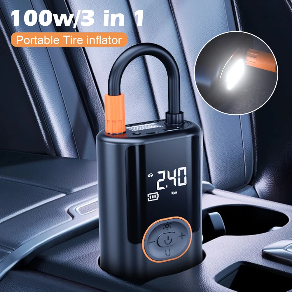 Компрессор автомобильный Аккумуляторный с USB-выходом 100 Вт