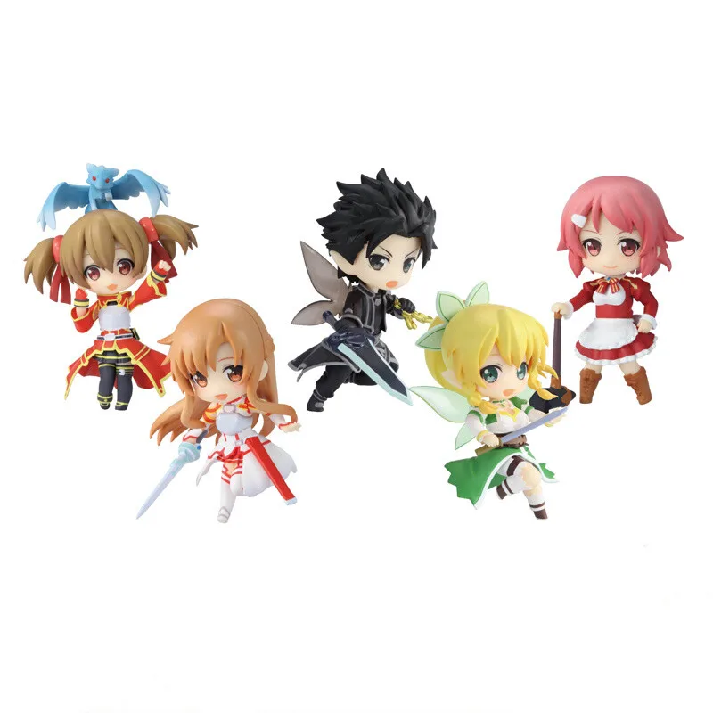 

6Pcs/Set Sword Art Online Anime Figure Yuuki Asuna Asada Shino Yui Kirigaya Kazuto PVC Action Figure Model Toys Doll Kids Gifts
