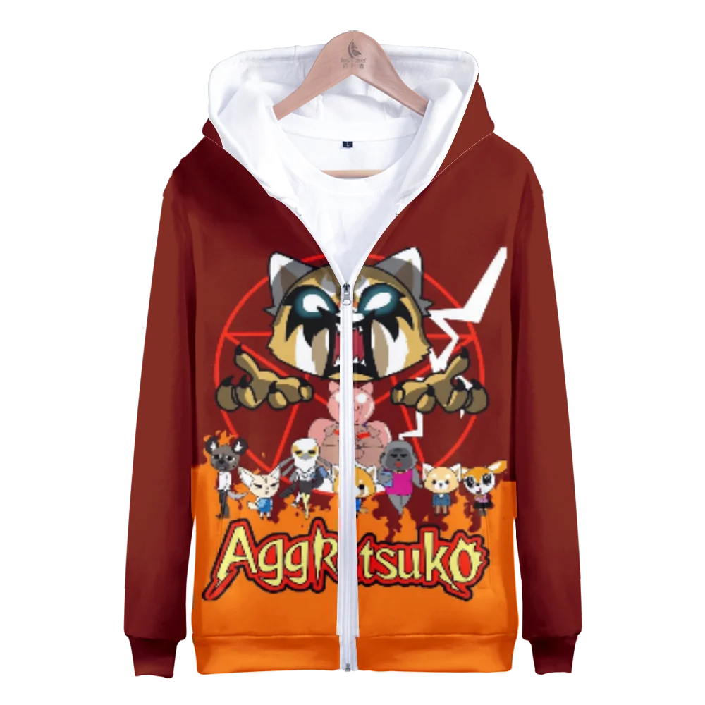 

New Hoodie Cartoon Aggretsuko Zipper Sweatshirt Women Men's Hoodie Unisex Long Sleeve Harajuku Streetwear 3D Clothes Plus Size