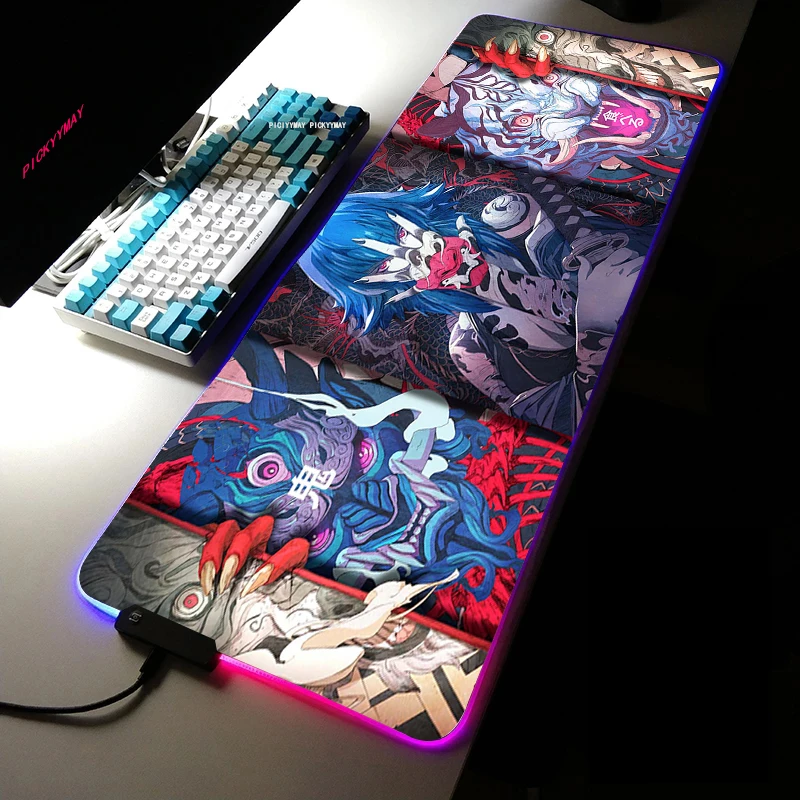 

Japanese element RGB Large Gaming Mousepad LED Backlit Carpet Big size Mause Pad Game Keyboard Mouse Pad Gamer Desk mat Mice Mat