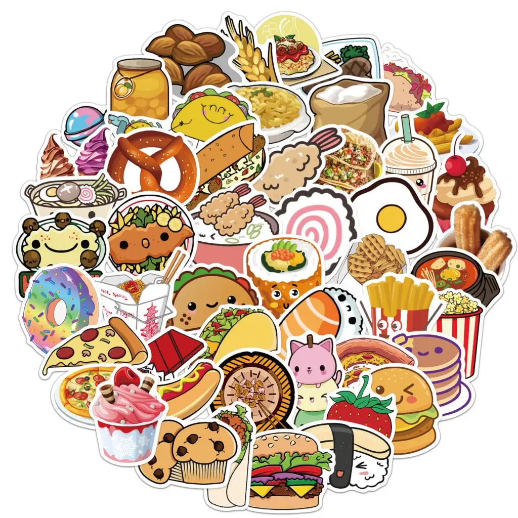 

25/50PCS Cartoon Food Graffiti Stickers Skateboard Fridge Guitar Motorcycle Luggage DIY Classic Toy Sticker Decal for Kid