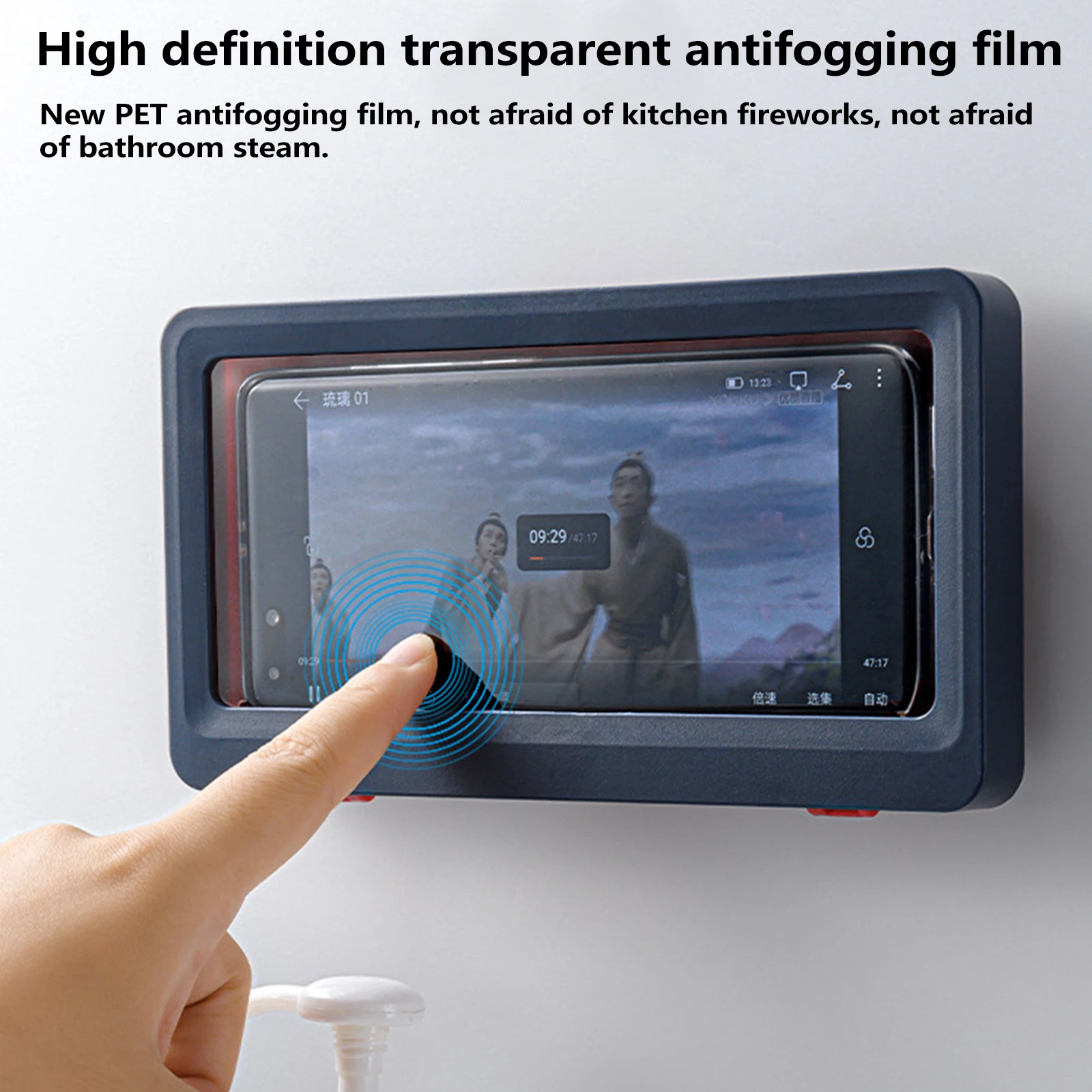 

Liner Tablet Or Phone Holder Waterproof Case Box Wall Mounted All Covered Mobile Phone Shelves Self-Adhesive Shower Accessories