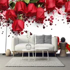 Пользовательские Красные розы, цветочные обои для гостиной, спальни, свадебной комнаты, декор для цветов, настенные бумаги, домашний декор, Papel De Parede 3d