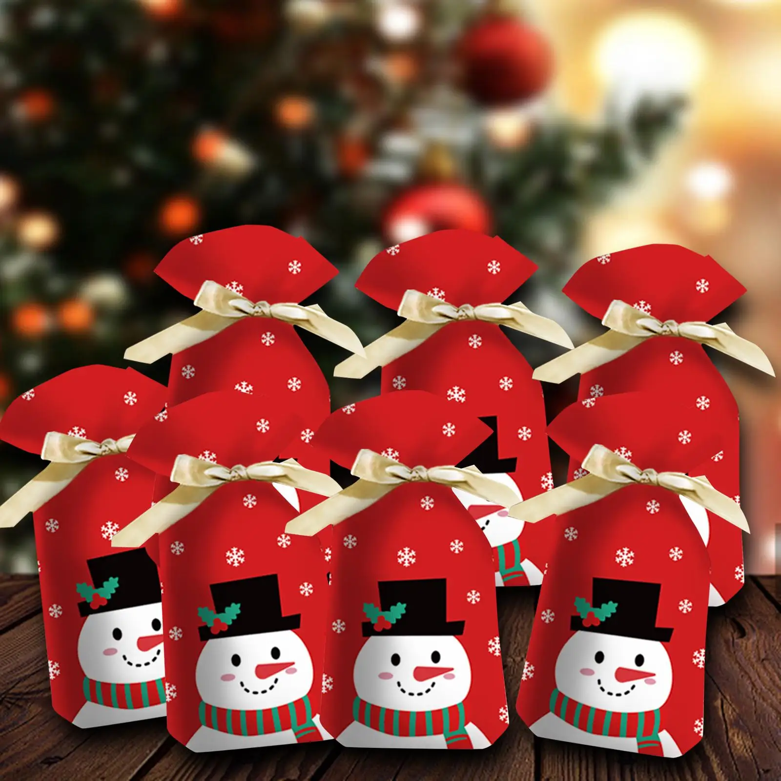 

50 шт., рождественские подарочные пакеты на шнурке