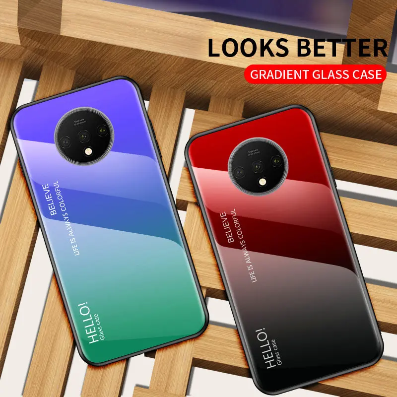 Oneplus 7 GM1901 GM1900 GM1905 чехол градиент Аврора закаленное стекло задняя крышка для Pro 7Pro