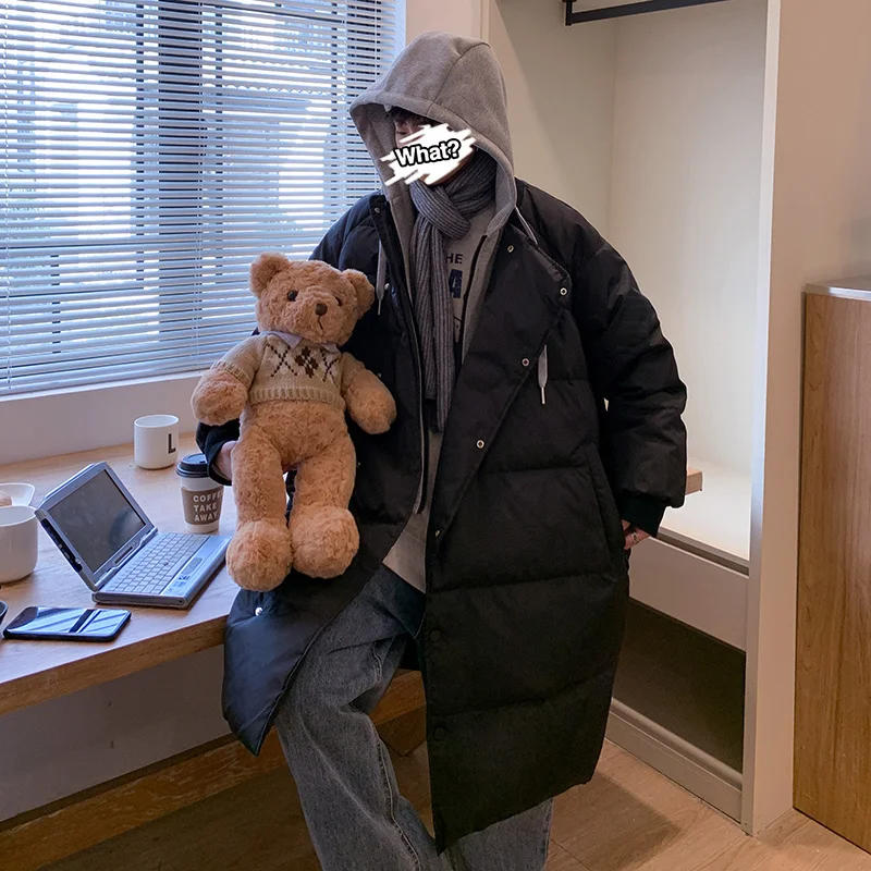 Winter Long Down Jacket Men Warm Fashion Oversized Hooded Long Coat Men Korean Loose Thick Jackets Overcoat Mens Parker M-2XL