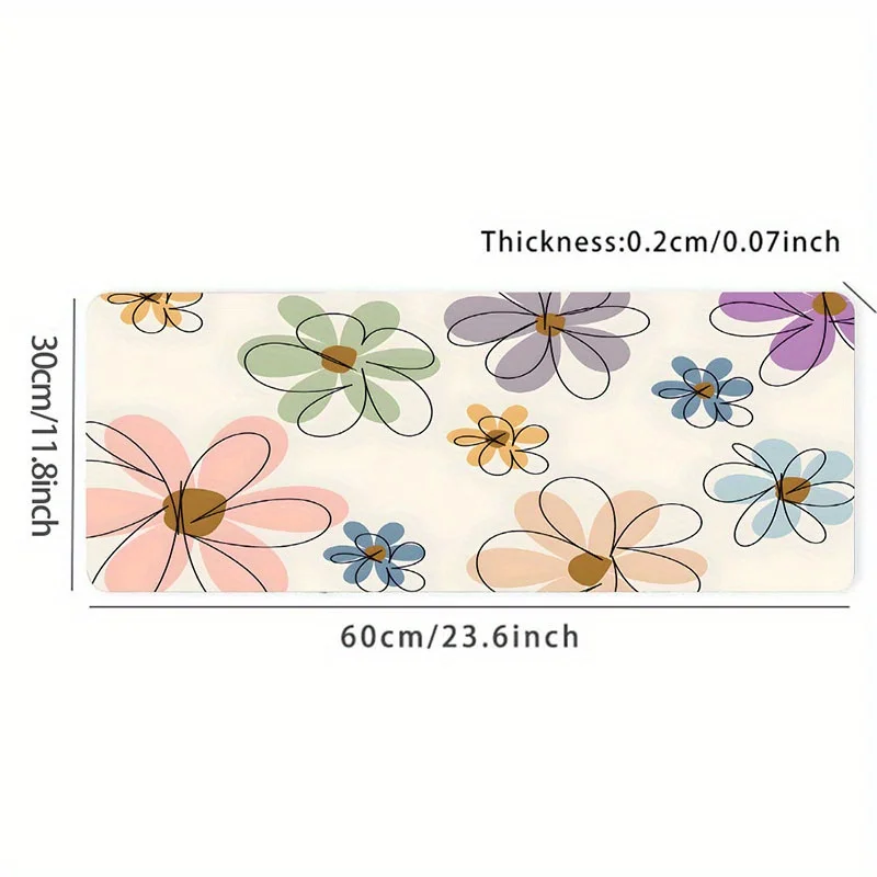 Большой игровой коврик для мыши 1 шт. с красивым цветочным рисунком нескользящее