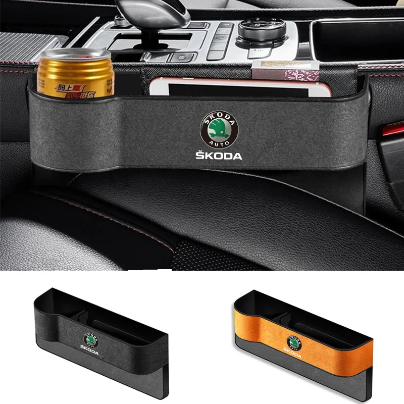 

Suede Seat Side Storage Pocket for Car Seat Gap Filler Box For Skoda Octavia 2 3 Fabia Superb Rapid Kodiaq Karoq