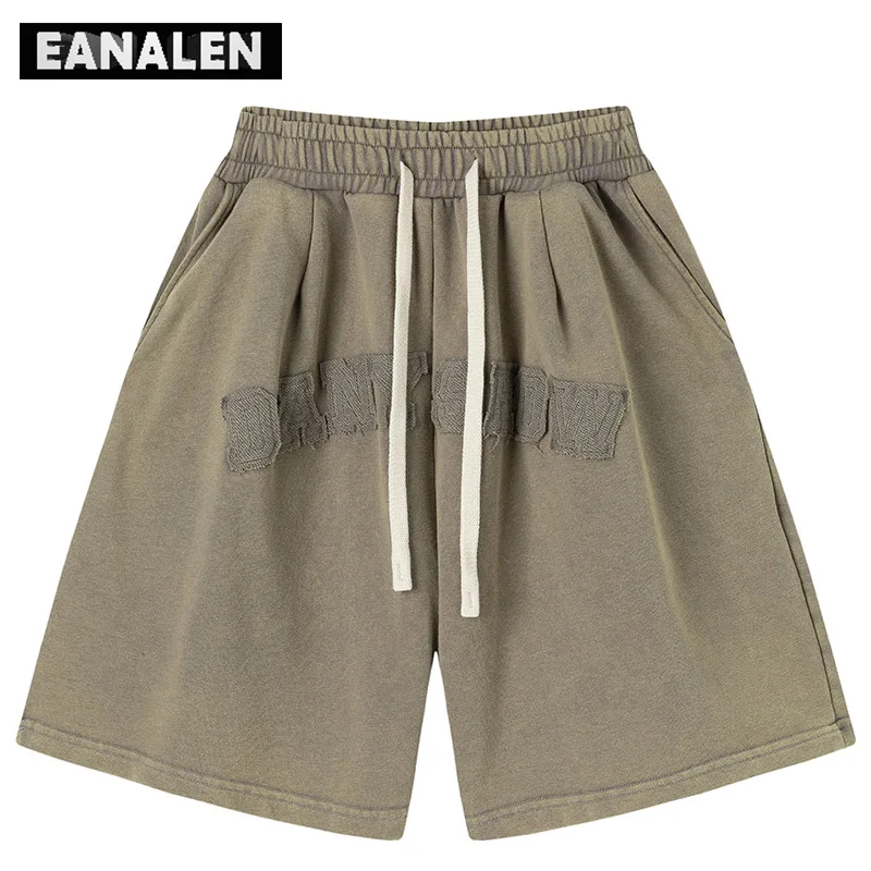 

Шорты мужские с вышивкой в винтажном стиле, уличные спортивные баскетбольные Бермуды, мужские шорты-бойфренды для колледжа, большие размер...