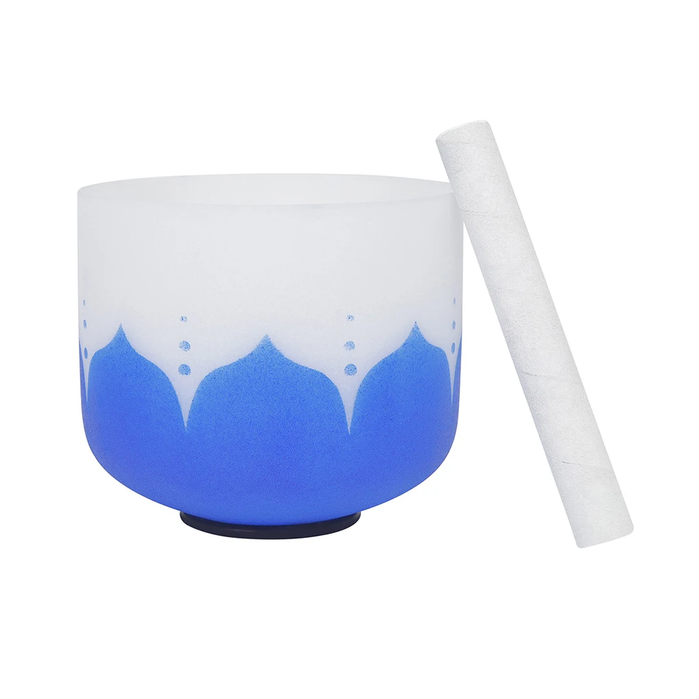 

Chakra Lotus Bottom Frosted Crystal Sound Therapy Singing Bowl with Mallet Note Set Gradient Pattern Healing Yoga