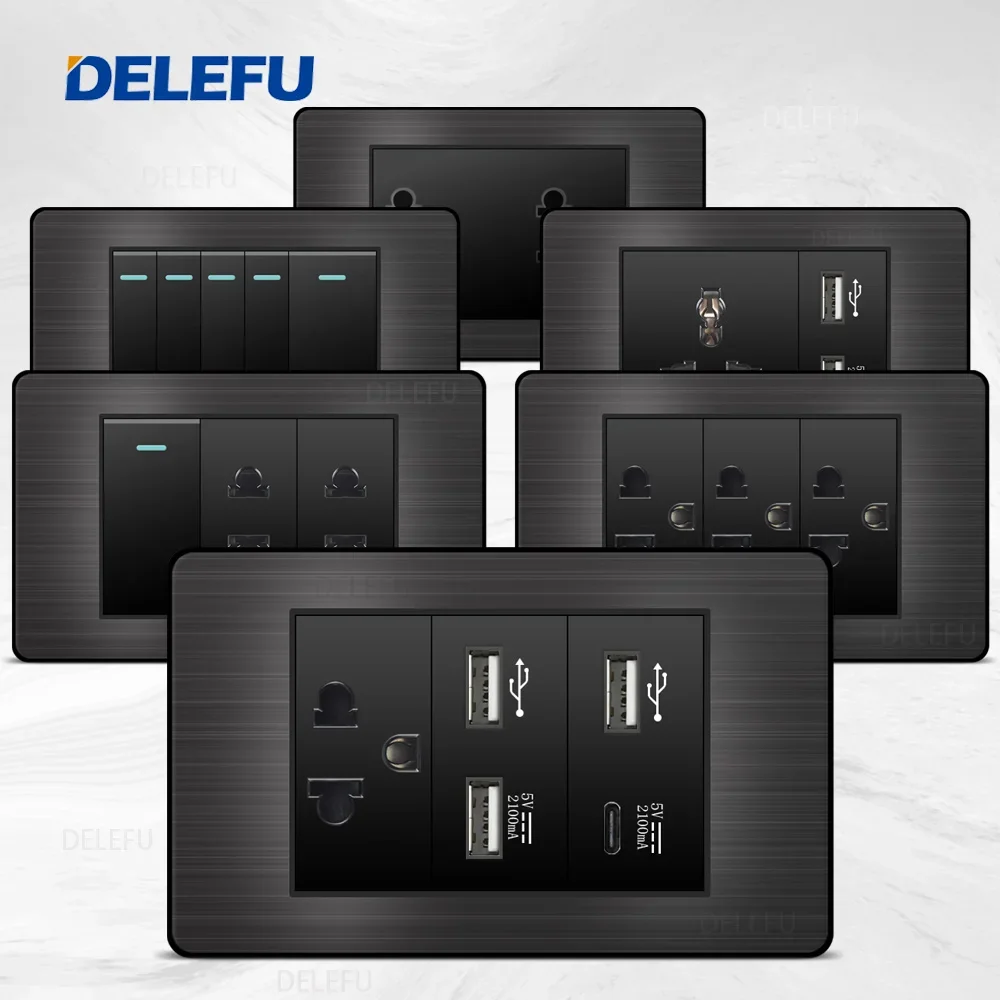 Выключатель-розетка из нержавеющей стали USB Type-C