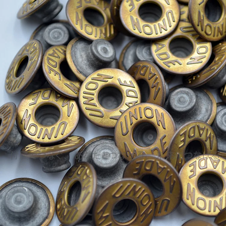 Кнопка UNION Сделано в Японии импортная Двойная игла YKK I-Button ретро старая Золотая и