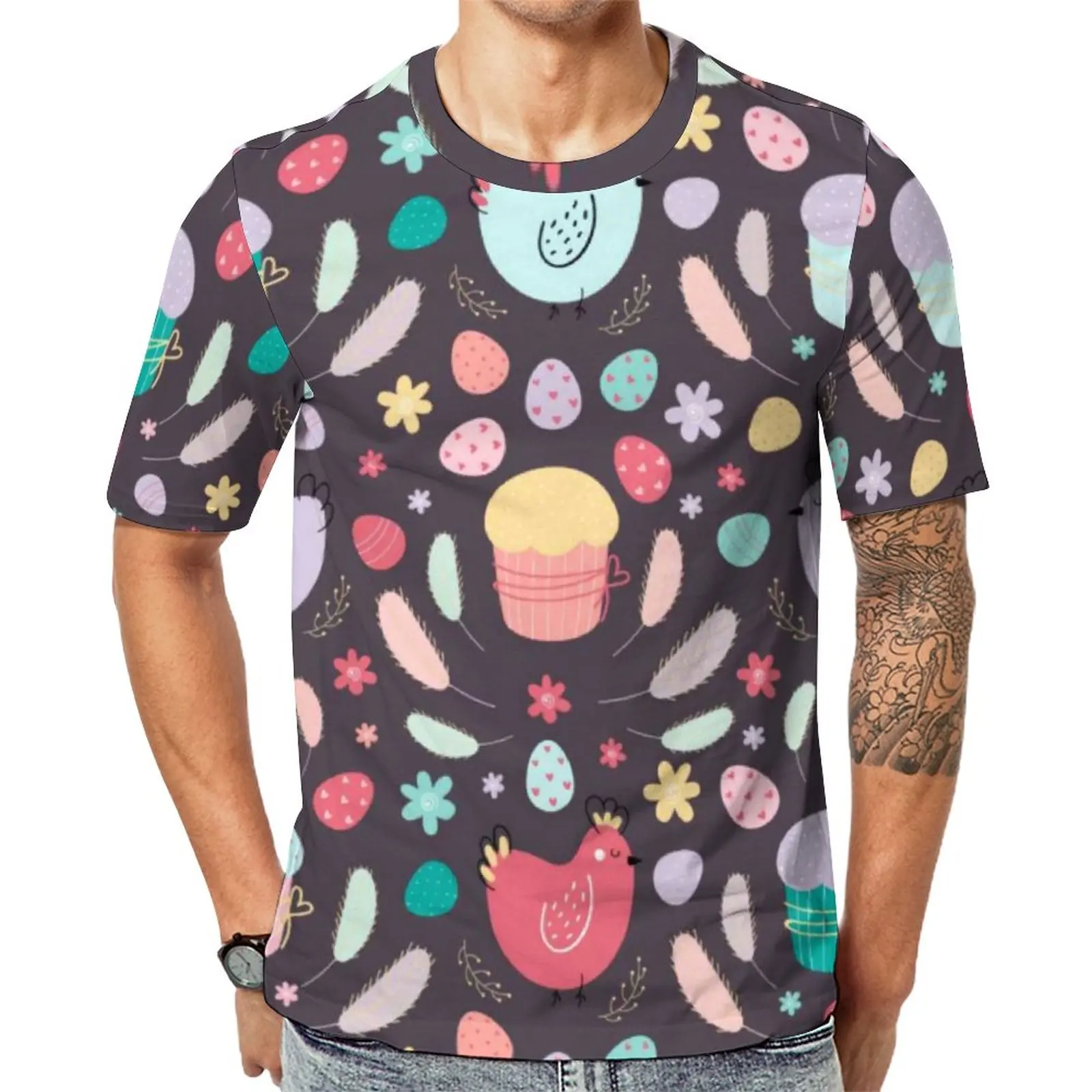 

Cartoon Chicken T-Shirt Easter Egg Print Trendy T-Shirts Short Sleeve Graphic Tshirt Wholesale Beach Casual Oversized Clothes