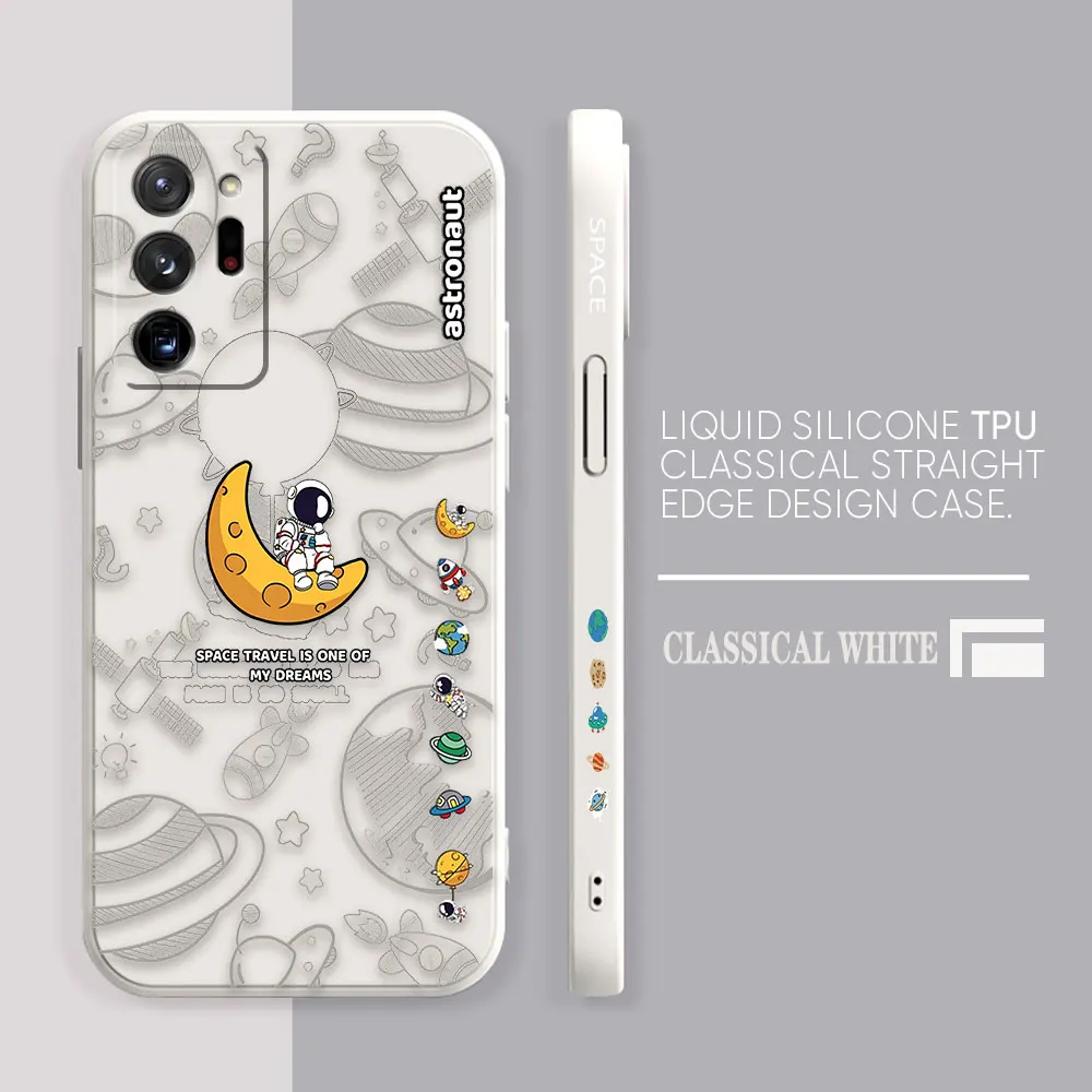 Case For Samsung Galaxy A90 A80 A70 A60 A50 A40 A30 A20S Note 20 10 Pro Plus Lite Ultra 4G 5G Case  Cartoon Minimalist Astronaut