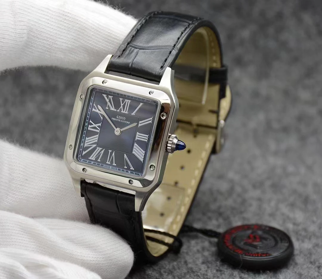 

Mens Womens Quartz Watch Black Grey blue Leather Rose Gold