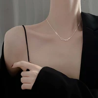 hot sale 925 sterling silver geometric shape necklace simple style pendant chains shiny choker party gifts womens fashion jewel