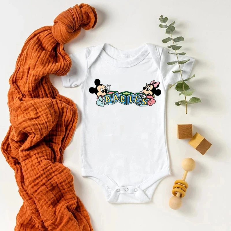 

Baby Boys Romper Summer Baby Minnie and Mickey Kawaii Disney Newborn Infant Girls Clothes Short Sleeves Casual Baby Bodysuits