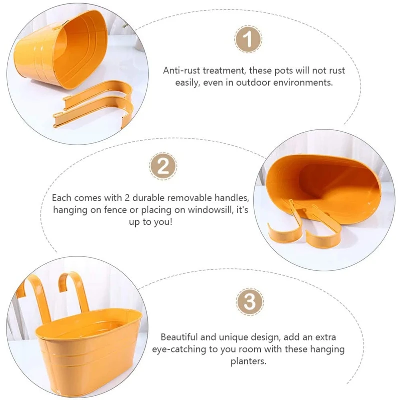 Цветочный горшок со съемным крючком 2 шт. перила для балкона террасы сада уличный