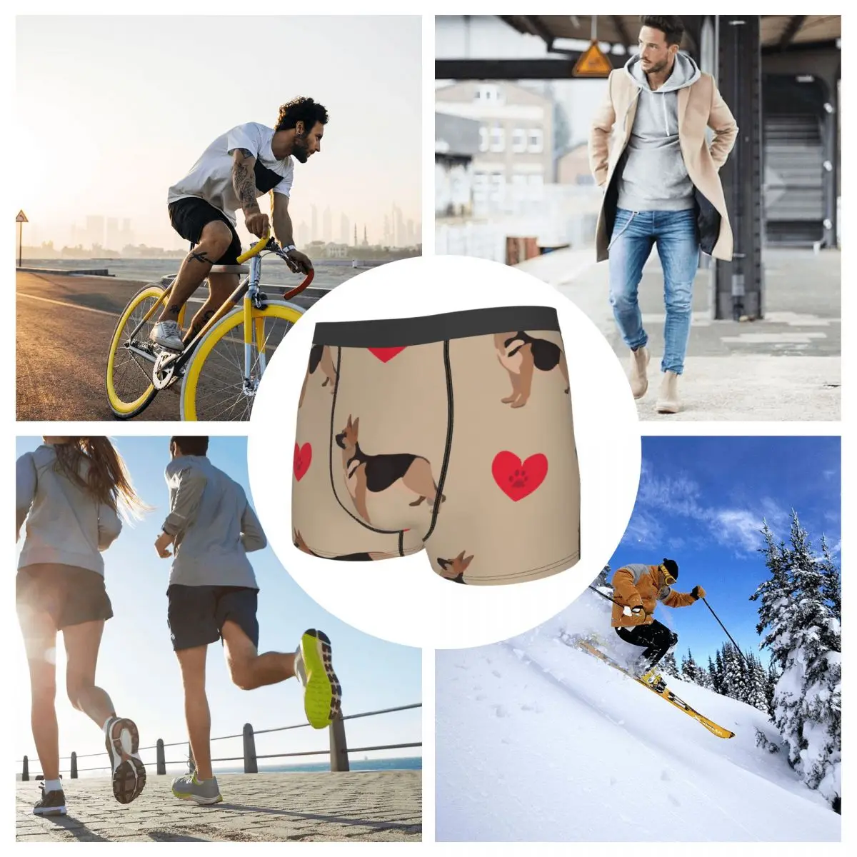 Нижнее белье для мужчин боксеры собак немецкой овчарки с сердцами мужские трусы