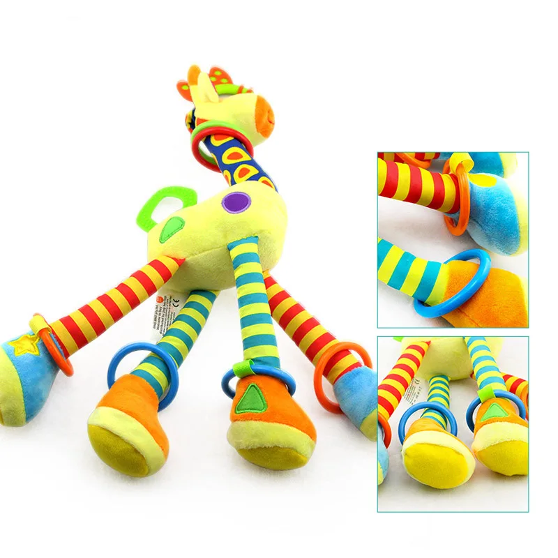 

Plush Infant Toys Baby Development Giraffe Animal Handbells Rattles Handle Toys Stroller Hanging Teether Baby Toys 0-12 Months