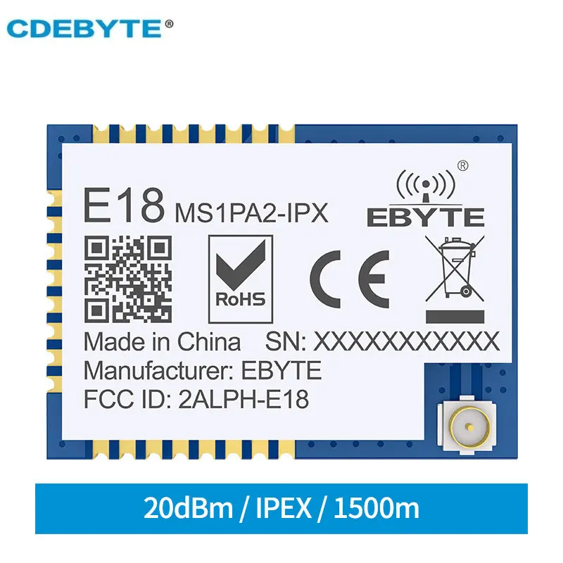 

CC2530 PA LNA ZigBee Module 2.4GHz 20dBm 8051 MCU SMD IPEX E18-MS1PA2-IPX Mesh Networking Transmitter and Receiver