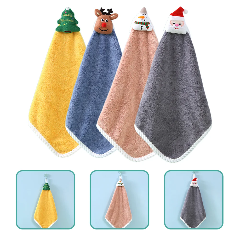 

Towels Hand Christmas Dish Towel Kitchen Cloth Rag Hanging Dishcloths Swedish It Wet Xmas Cleaning Bowl Fingertip Bathroom Guest