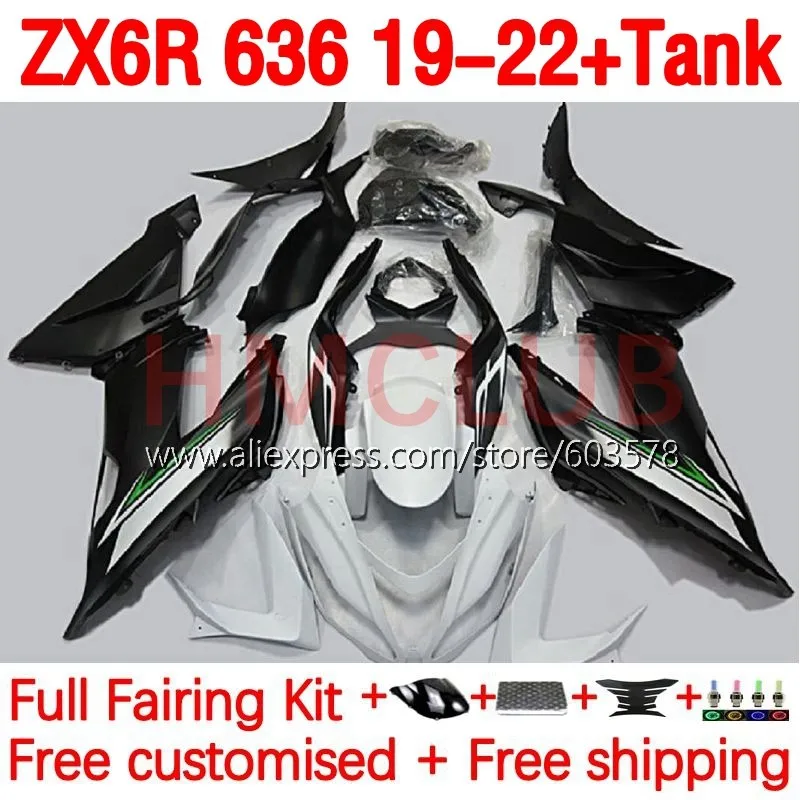

+ Инъекция резервуара для KAWASAKI NINJA ZX-6R ZX636 ZX 6R 636 ZX-636 ZX6R 19 20 21 2019 2020 2021 2022 обтекатель 206No.29 черный белый