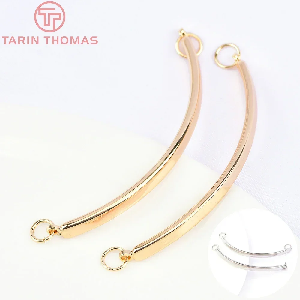 (5944) 6 шт. 50x3 мм 24-каратного золота латунный соединитель подвески высокое качество