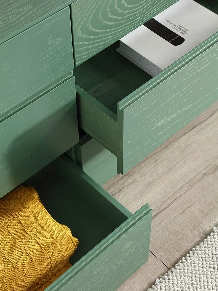 Шесть комодов комод для спальни из массива дерева и паркета зеленый шкафы